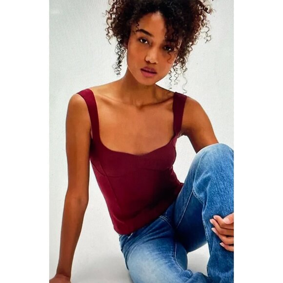 NWOT Free People Intimately Pomegranate Tank Top Small - Picture 2 of 13
